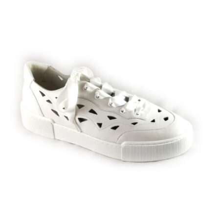 Sneaker von Högl,  loses Fußbett, Glattleder  mit Lochung, Schnürung, weiß