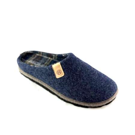 Herrenpantoffel, weiches Futter, textiles Obermaterial, loses Fußbett, Gummisohle, blau, Rohde