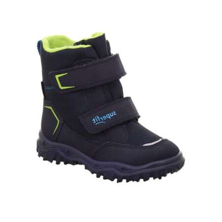 knöchelhoher Klettschuh mit Warmfutter, Sympatex, herausnehmbares Fußbett, blau- hellgrün, Superfit