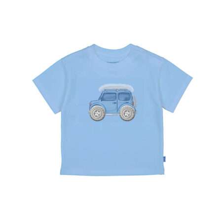 T Shirt, hellblau, mit Aufdruck Auto, mit aufgesetzten Reifen,  Mayoral