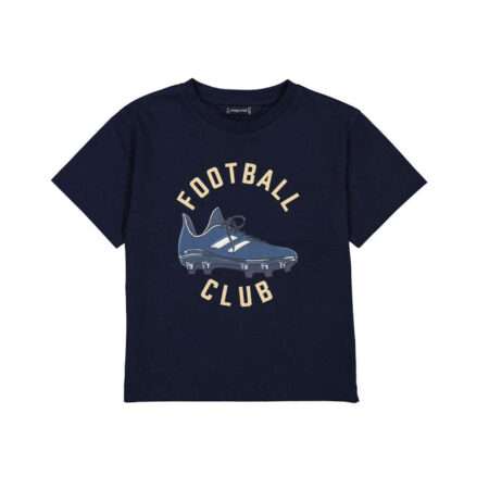 T Shirt, blau, mit Aufdruck Fußballschuh, Mayoral