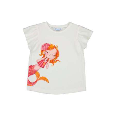 T Shirt, weiß mit  mehrfarbigem Aufdruck Mehrjungfrau,  Mayoral