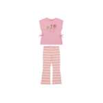 Set bestehend aus geringelter Legging, T Shirt mit Druck rose- bunt,  Mayoral