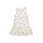 Sommerkleid mit Blumendruck, weiß- blau, Häkeloptik, Mayoral