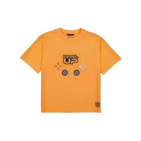 T Shirt, orange mit dunkelgrau, Mayoral