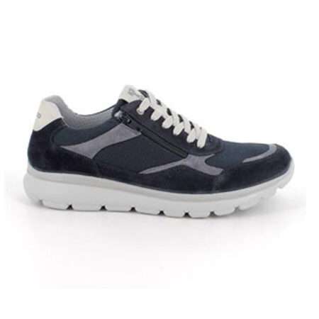 sportlicher Sneaker mit Schnürung und Reißverschluss, loses Fußbett, blau, grau kombiniert, Igi & Co.