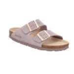 Pantolette, Tieffußbett, zwei Schnallen, Obermaterial Velourleder, beige, Rohde