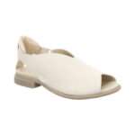 Sandale mit kleinem Absatz,  hinten geschlossen, Klettverschluss, Think, offwhite