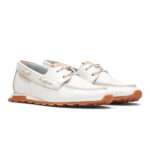 moderner Schnürschuh im Bootsschuhstil mit losem Fußbett, Glattleder, cremefarben,  Hispanitas