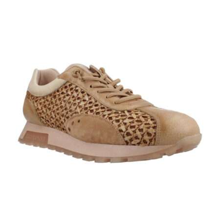 Sneaker mit losem Fußbett, Materialmix aus Textil und Nubukleder, cremefarben, Zierschnürung, Hispanitas