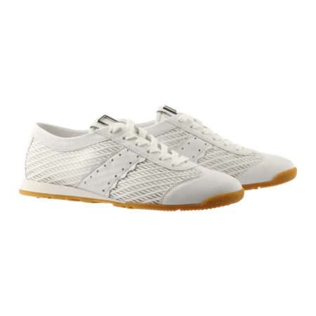 Sneaker von Högl,  loses Fußbett, Glattleder  mit Textilflechtung, flache Sohle, Schnürung, weiß