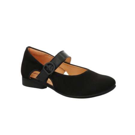 bequemer Ballerina von Think, runde Form, mit Klettriemchen, kleiner Absatz, schwarz, Form Guad2