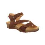 Sandale mit weicher Sohle, Fußbett, Velourleder, 3 Klettverschlüsse, cremefarben, Legero