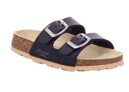 Tieffußbettpantolette, 2 Riemchen,blau, Superfit