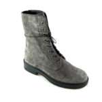 Schnürboots mit seitlichem Reißverschluss, dicke Sohle,  Nubukleder, grau, leicht gefüttert, Högl