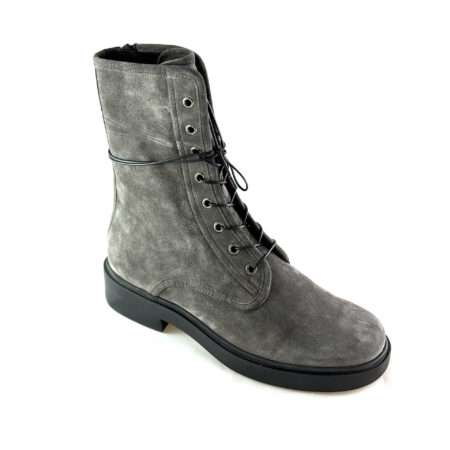 Schnürboots mit seitlichem Reißverschluss, dicke Sohle,  Nubukleder, grau, leicht gefüttert, Högl