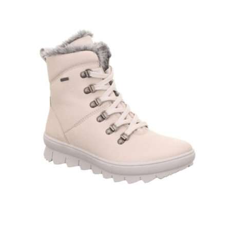 Schnürboots mit Reißverschluss, derbe Sohle, Goretex, Warmfutter, Glattleder, winterweiß, Legero, Form Novarra