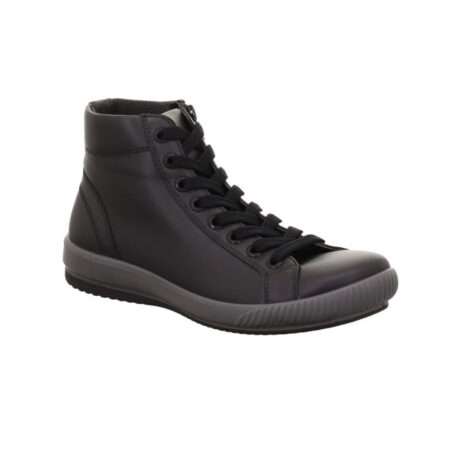 bequemer knöchelhoher Sneaker von Legero mit seitlichem Reißverschluss, loses Fußbett, Glattleder schwarz, Legero
